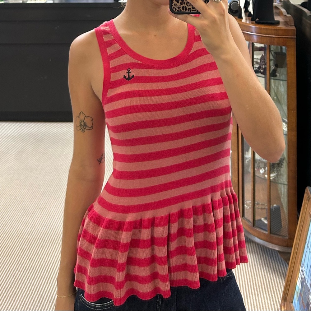 Sonia Rykiel Red and Pink Striped Top